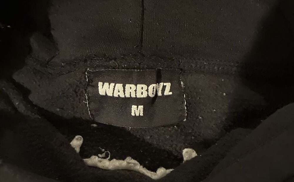 Warboyz Black Cropped Hoodie with White Boyz Logo and Peace Sign - Picture 3 of 6
